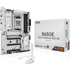 ASUS B650E MAX GAMING WIFI W, Scheda Madre AMD ATX, Ryzen 9000/8000/7000, 8+2+1 Fasi Alimentazione, DDR5, PCIe 5.0, 3xM.2, Wi-Fi 6E, Lan 2.5Gb, DP, HDMI, USB-A e USB-C da 10Gbps, Aura Sync, Bianca