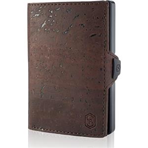 slimpuro ZNAP Porta carte di credito con scomparto per monete - Protezione RFID - Versione a 8 o 12 carte - Portafoglio sottile (Sughero Marrone Vino, 12 Carte)
