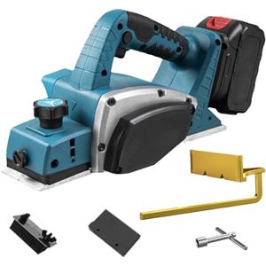 HAMON Pialla a batteria compatibile con batteria Makita da 18 V, piallatrice elettrica 15000 giri/min, larghezza pialla: 82 mm, foro 2 mm, piallatrice elettrica per lavori in legno, mobili (senza batteria)