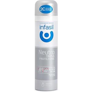 Infasil Deodorante Spray Neutro Tripla Protezione, Contro Sudore e cattivi odori, Efficace Fino a 24H, Deodorante Senza Alcool, con Molecola 2C, 150 ml