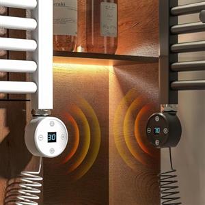 Heilmetz Elemento Riscaldante 300W con Termostato per Scaldasalviette Elettrico Bagno, Termosifoni, Radiatore, con Temperatura Regolabile e Funzione Timer, Design Nero