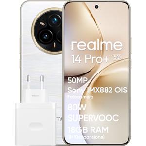 realme 14 Pro+ 5G Smartphone, 8+256GB, Fotocamera Sony IMX896 OIS 50MP, Snapdragon® 7s Gen 3, Display Quad-Curve Senza Cornici, Ricarica Rapida 80W SUPERVOOC, Beige(con adattatore)