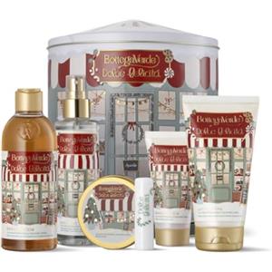 Bottega Verde - Cofanetto Regalo Dolce Felicità Carillon, con Bagnodoccia 250 ml, Latte Corpo 150 ml, Crema Mani 30 ml, Balsamo Labbra, Body Mist, Burro Corpo, Idea Regalo