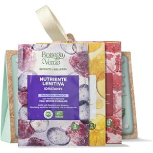 Bottega Verde - Cofanetto Regalo Estratti di Bellezza, con 3 Maschere Viso, Mirtillo e Lampone, Melograno e The Rosso, Mandarino e Vitamina C, Idratanti, Energizzanti e Illuminanti, Idea Regalo
