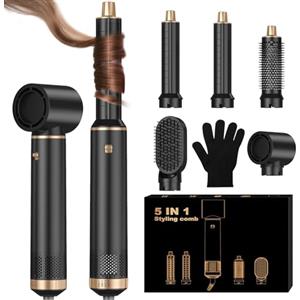 OKWRAP Hair Styler 5 in 1 Spazzola Ad Aria Calda Ferro Arricciacapelli Phon Capelli con Spazzola Rotante per Capelli, Spazzola Lisciante per Capelli, Spazzola Asciugacapelli per Arricciare e Raddrizzare