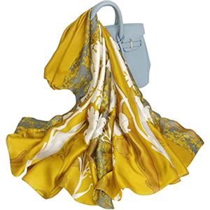 LANKEE Silk Women's Vintage Bridal Shawl - Scarf con Disegno Foglio - Copricapo Tubolare per Signore - Beach e Muslim Chiffon Multicolori per Natale in Rosa