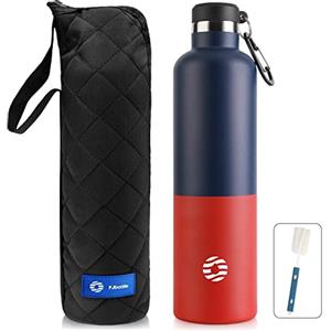 FEIJIAN Borraccia Termica in Acciaio Inox 750ml/1L + Zaino, Facile da pulire, Bottiglia Termica Senza Perdite - Senza BPA Borracce, per Scuola, Sport, Campeggio, Yoga, Palestra