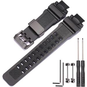 MCXGL Cinturino in resina compatibile con Casio GA-1000 GW-A1000 GW-A1100 G-1400 da uomo sportivo in gomma impermeabile cinturino in acciaio inox, 21mm, Silicone