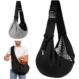 FainFun Borsa Trasportino Reversibile per Cani, Regolabile a Tracolla per Animali Domestici, da Viaggio e Passeggio, Portatile (Nero)
