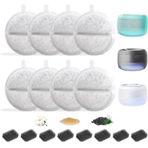 Hantoc 16 Pezzi Filtri Fontanella per Gatti, 8 Pezzi di Filtro a Carbone e 8 Pezzi di Spugna in Schiuma per 2.5L Fontana Apetgo-3 & ‎F-016B Filtri Fontanella con Resina e Carboni Attivi