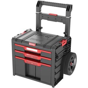 Qbrick System Cassetta Attrezzi Vuota Con Ruote Pro Cart 2.0 Plus Drawer 3 Black Carrello Porta Utensili Con 3 Cassetti Modulabile