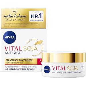 NIVEA VITAL SOJA Anti-Age Rassodante Cura del giorno SPF 15, Rassodante per la pelle matura con estratto di soia naturale, crema da giorno con SPF contro macchie di pigmento (50 ml)