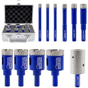 SHDIATOOL Punte diamantate per carotaggio Set Punte per foratura a secco per gres porcellanato 6/6/6/8/10/12/20/25/28/32mm/25mm Aste per smerigliatura e steli esagonali brasati