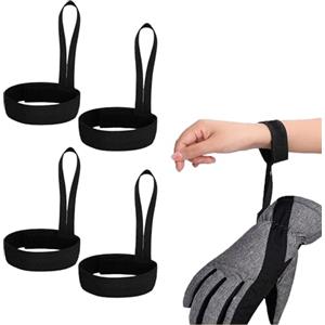 LOMYLM 4pcs Guanto da Sci Guinzaglio Cinghie da Polso Elastiche Cinghie Da Polso Regolabile Gancio e Anello Nero Guinzagli Anti-perdita Accessori Sci Donne Uomini Attrezzatura Da Sci