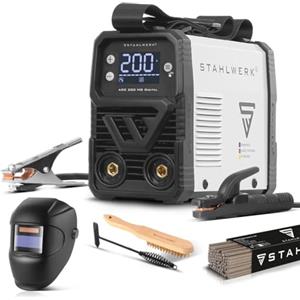 STAHLWERK Saldatrice ARC 200 MD digitale - set completo - Inverter DC MMA/E-Hand, Lift-TIG 200A, IGBT a scheda singola, display digitale, raffreddamento intelligente, protezione termica