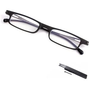 SKYWAY Occhiali da lettura pieghevoli ultra sottili per donna uomo Occhiali da computer compatti pieghevoli e leggeri in metallo con blocco della luce blu Nero 2.5