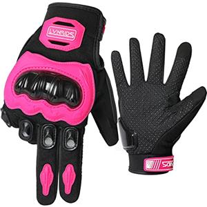 LVNRIDS Guanti da Moto Uomo Donna, Guanti Moto Motocross Estate con dita intere Touch Screen per BMX ATV MTB Ciclismo Rosa M