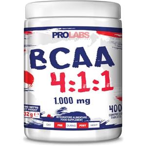 Prolabs BCAA 4:1:1-400 compresse da 1000 mg - 100% aminoacidi ramificati (Leucina, Isoleucina, Valina) con rapporto 4:1:1 - Supporto, costruzione e ripristino muscolare per sportivi - Vegan