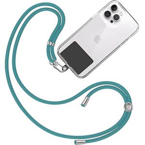 TBOC Cordino Catenella Laccio Strap Porta Cover [Turquese Scuro] con Toppa di Fissaggio [Nero] Telefono Cellulare da Collo - Tracolla Catenina cordini Accessori Telefoni Universale Laccetti