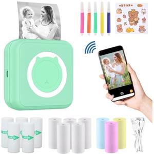 ZAKVOP Photo Printer - Miniatura Portatile cilindri, Stampante Termica per Foto, Note, Memo, Verde