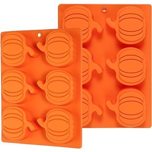 Webake Stampi per torte a forma di zucca, in silicone, 2 pezzi, tema autunnale, per realizzare sapone, caramelle, muffin, cioccolato, decorazione per torte