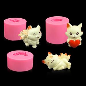 Zayookey 3 Pezzi Stampo Fondente Forma di Volpe, Animale Stampi in Silicone per Fondente, 3D Fondant Silicone Mold Stampo per Fai da Te Cioccolato per Decorare Torte Caramelle (Volpe Stampo)