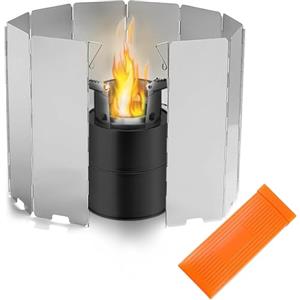 Funrelaxer 10 Pezzi Piatti Vento Alluminio Pieghevole Parabrezza per Fornello Campeggio Barbecue