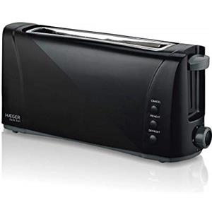 HAEGER Dark Sun - Tostapane, 1 Fessura Extra Lunga, Multifunzione, 1000W, 6 Livelli di Doratura, Nero