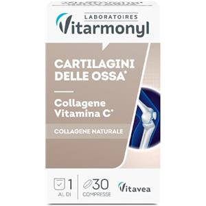 Vitarmonyl Collagene e Vitamina C - Cartilagini, Articolazioni, Mobilità Articolare - Per Pelle Tonica - Collagene Marino 300 mg, Vitamina C 80mg - 30 Compresse - Vitarmonyl
