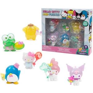 Giochi Preziosi Hello Kitty e i Suoi Amici - Set da 6 Personaggi Alti 5 cm con Parti Trasparenti e Accessori Intercambiabili