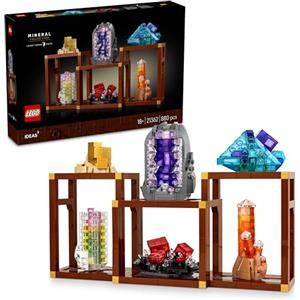 LEGO Ideas Collezione di Minerali - Costruzioni per Adulti - Modellino da Esposizione con Elementi di Cristallo tra cui Ametista, Fluorite e Quarzo, 3 Supporti - Regalo Fai Da Te - Arredo Casa 21362