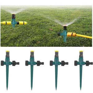 MaoNativey 4 Pezzi Irrigatori Giardino 360° Girevoli - Sistema di Irrigazione Automatica Regolabile per Prato, Piante e Aiuole - ClimaResistenti in Plastica ABS (Verde)