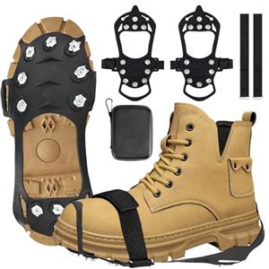 SOETDERT Ramponi, Ramponcini per Scarponi, Ramponcini da Neve, Ramponi Ice Tacchetti 11 Borchie, Trazione Antiscivolo su Scarpe Stivali, Neve Ghiaccio Tacchetti Inossidabile Spikes Ramponi Inverno All'aperto