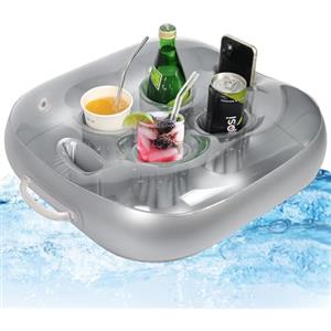 ZITUZY Portabevande da piscina galleggiante con portabevande gonfiabile, portabevande gonfiabile, per piscina, feste, spiaggia, bianco, vasca idromassaggio