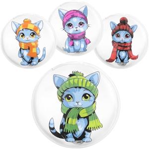 COM-FOUR® 4x scaldamani riutilizzabili - scaldamani con motivo gatto - cuscinetto termico per le giornate fredde e in viaggio - cuscino anti-piega (04 pezzi - gatto bianco)