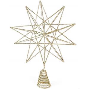 Ornativity Puntale per albero di Natale a forma di stella glitterata, in filo metallico, ornamento per la punta dell'