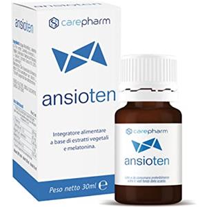 Carepharm, Ansioten, Integratore Alimentare Liquido a Base di Estratti Vegetali, Favorisce il Rilassamento e il Sonno in Caso di Stress, Senza Zuccheri, Senza Lattosio, 30 ml