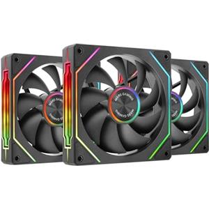 Mars Gaming MF-LINKFINITYKIT2, Kit 3 Ventole Modulare PWM 12cm, Illuminazione ARGB Infinity Mirror, Sistema Modulare LINKFINITY, Connessione Magnetica, Configurazione Flessibile 2+1 Senza Cavi, Nero