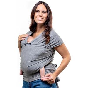 CuddleBug Fascia Porta Bebé Neonato e Bimbi fino a 16 Kg - Fascia Neonato per Trasporto a Mani Libere - Marsupio Bambino a Fascia - Ideale come Regalo Nascita e Baby Shower (Grigio/Grey)