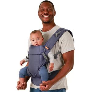 Beco Gemini Porta Bebè Neonato - Marsupio Ergonomico Neonato - Zaino Porta Neonato & Marsupio Bambino Con Seduta Regolabile - Fascia Elastica Porta Bebè da 3 a 16 kg (Blue Linen)