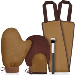 LOPHE Applicatore Abbronzatura, 5 Pezzi Autoabbronzante Guanti Applicatore per Lozione Posteriore, Doppia Faccia Applicatore per Guanti Riutilizzabili Lavabili, per Crema Abbronzante, Marrone