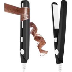 LOPHE Piastra per Capelli da Viaggio, Piastra per Capelli Portatile, Compatta, Leggera, Rivestimento in Ceramica, Temperatura 190°C, per Capelli Corti e Frange, Nero