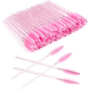 LOPHE Pennelli per Ciglia, 200 Pezzi Scovolini Mascara Monouso, Scovolino Ciglia con Manico in Cristallo, per Sopracciglia Extension Ciglia (Rosa)