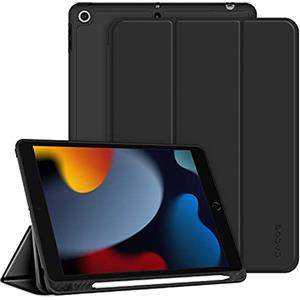CACOE Cover Custodia Compatibile con iPad 9a Generazione 2021/iPad 8a Gen 2020/iPad 7a Gen 2019, Leggero Cover Protettivo Supporto con Pencil Holder per iPad 10.2 Auto Sveglia Sonno, Nero