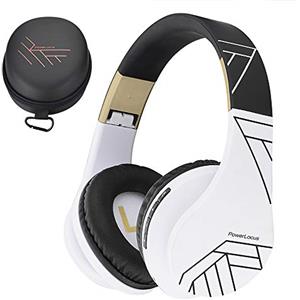 PowerLocus Cuffie Bluetooth Over Ear, Cuffie Wireless Bluetooth 5.3, Hi-Fi Stereo Suono, Senza Fili con Microfono, Pieghevoli, Micro SD/TF, FM Radio per Viaggio/Telefono/PC/Ufficio (N Bianco)