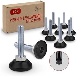 LouMaxx Viti e piedini di regolazione M8 x 45 mm, set di 10piedino