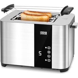 LEBENLANG Tostapane con pinze in acciaio inox 2 fette - LED touchscreen & 7 modalità I 850W Tostapane per toast farciti toaster I Tosta pane pinze per toast 2 fette professionale