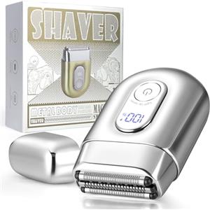 LOPHE Mini Rasoio Elettrico, Rasoio Elettrico da Uomo con Rasoio Testa Magnetiche & Schermo LED & USB-C, IPX6, 7000 RPM, Rasoio Elettrico Uomo da Viaggio, Argento