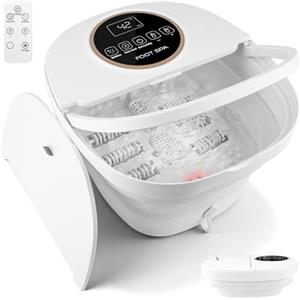PUTINEI Pediluvio Massaggiatore Piedi Pieghevole,con Riscaldamento e Telecomando,idromassaggio piedi 24 Temperature Regolabili, Pietra Pomice,Bolle,6 Timer,6 Rulli Massaggianti