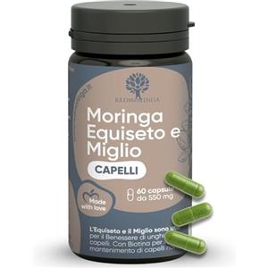 RedMoringa Integratore Biotina Capelli con Moringa, Equiseto, Miglio, Zinco, Cistina, Metionina | Hair Vitamins MIX UNICO | Integratore Anticaduta Capelli Donna e Uomo | 60 Capsule Made in Italy | RedMoringa